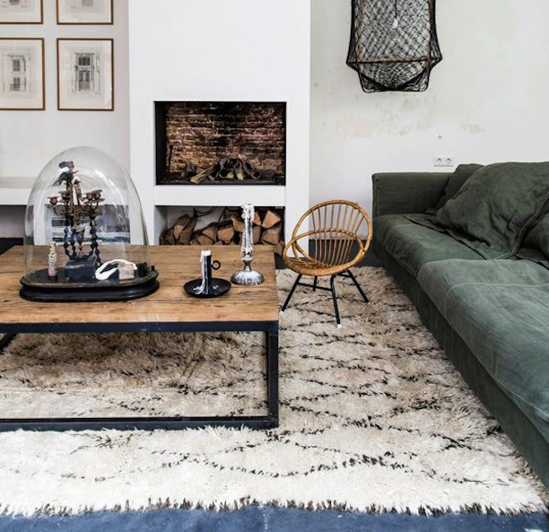 Normalisatie haspel De kamer schoonmaken Berber vloerkleed met ruit patroon | Inrichting-huis.com
