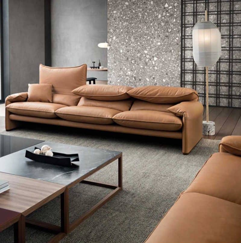 cognac bruine leren bank cassina maralunga