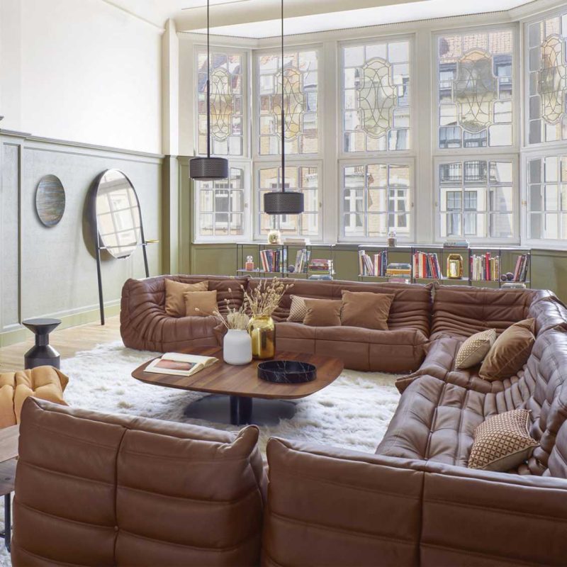 cognac bruine leren bank togo ligne roset