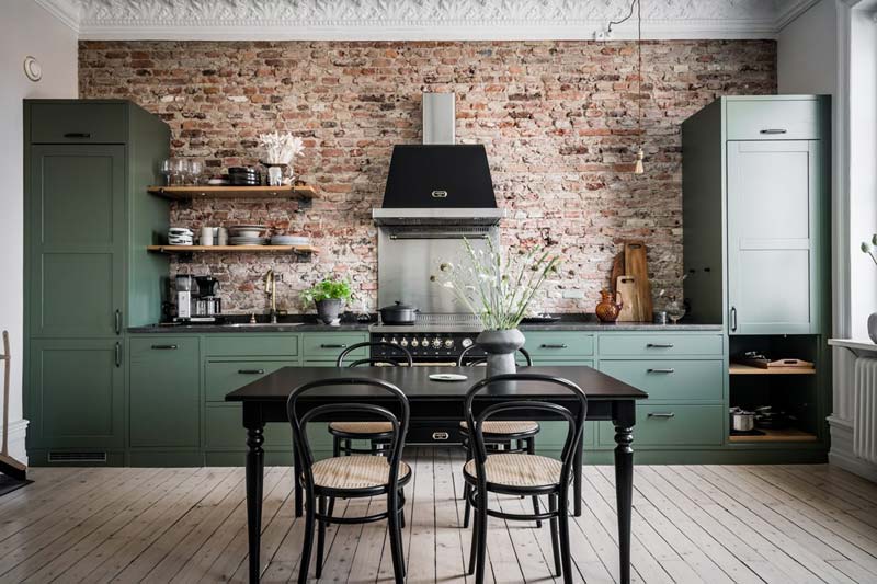 droogte Aanhankelijk bar De geweldige groene keuken in dit appartement is niet het enige wat mooi  is! | Inrichting-huis.com