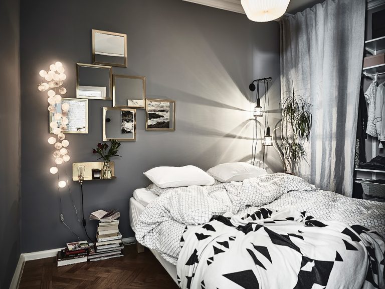 slaapkamer grijze wanden en details | Inrichting-huis.com