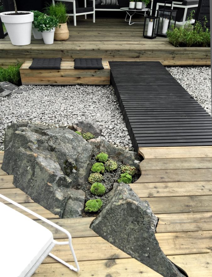 Moderne dynamische tuin met hoogteverschillen