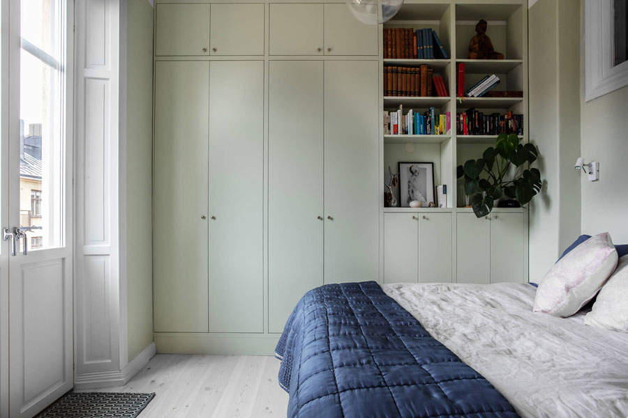 Perfecte slaapkamer met inbouwkast een klein appartement van 39m2 | Inrichting-huis.com