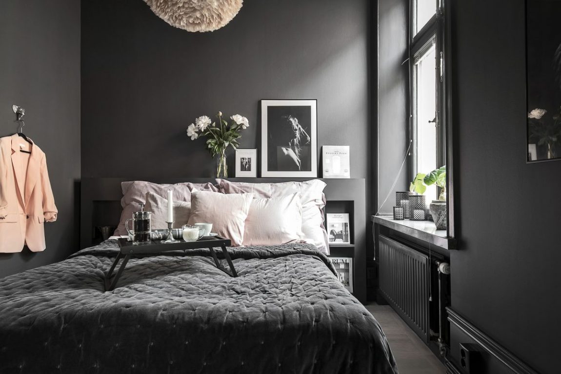 moeilijk Presentator Oswald Scandinavische slaapkamer met zwarte muren | Inrichting-huis.com
