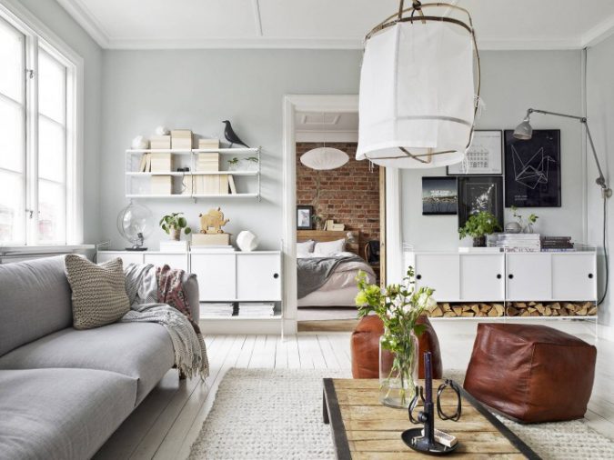 Warme Scandinavische woonkamer